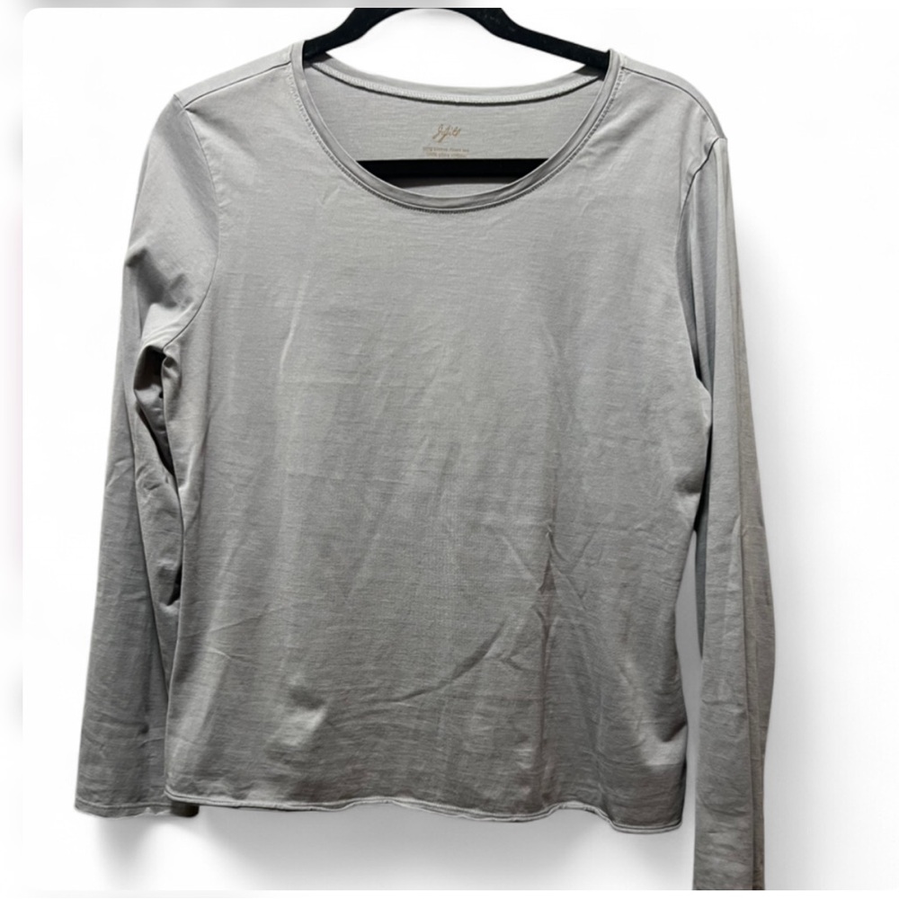 J. Jill Light Gray Long Sleeve Fitted Top - Large